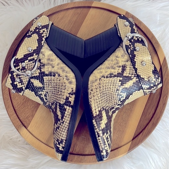 REBECCA MINKOFF l  Harness Silver Studs Snake Bootie Slip-On Mule Clogs - Picture 8 of 10